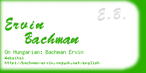 ervin bachman business card